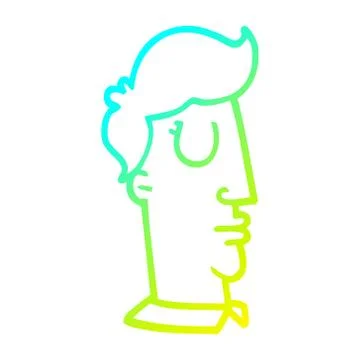 Cold gradient line drawing cartoon human head Stock Illustration