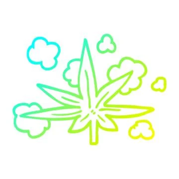 Cold gradient line drawing cartoon marijuana leaf 스톡 일러스트