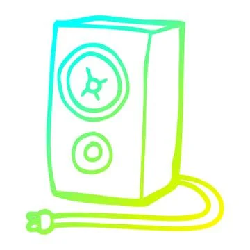 Cold gradient line drawing cartoon old wood speaker Stock Illustration