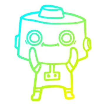 Cold gradient line drawing cartoon robot 스톡 일러스트