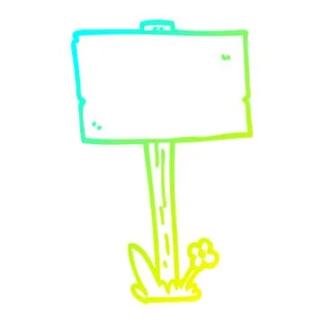Cold gradient line drawing cartoon sign post Stock Illustration