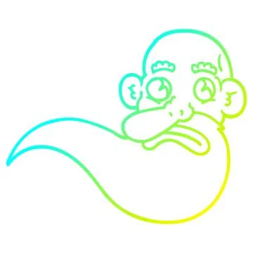 Cold gradient line drawing cartoon grumpy old man Illustrazione stock