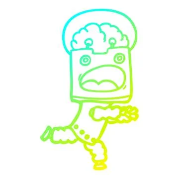 Cold gradient line drawing cartoon robot 스톡 일러스트