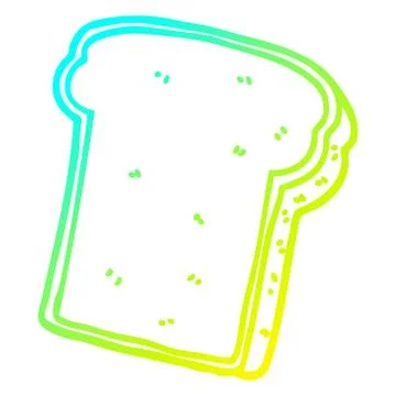 Cold gradient line drawing cartoon slice of bread Stock Illustration