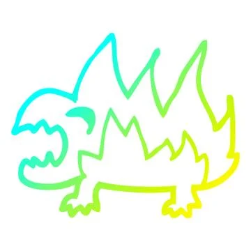Cold gradient line drawing cartoon fire demon Stock-Illustration