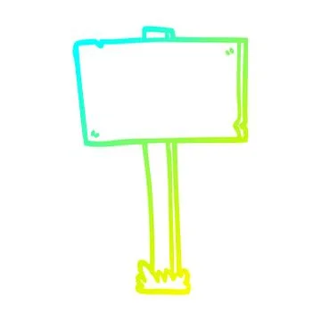 Cold gradient line drawing cartoon sign post Stock Illustration