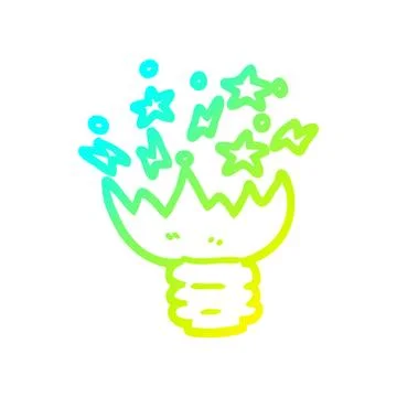 Cold gradient line drawing cartoon exploding light bulb 스톡 일러스트