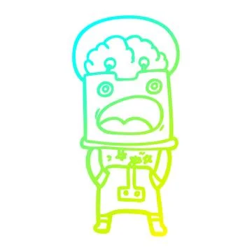 Cold gradient line drawing cartoon robot 스톡 일러스트
