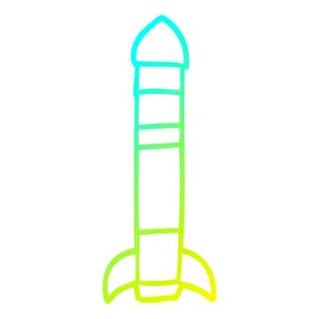 Cold gradient line drawing cartoon tall rocket Stock Illustration