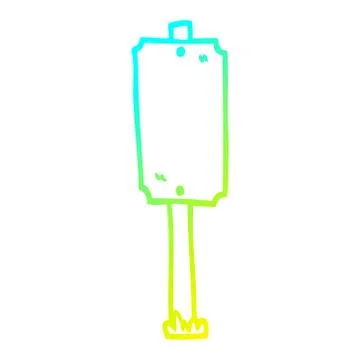 Cold gradient line drawing cartoon blank sign post Stock Illustration