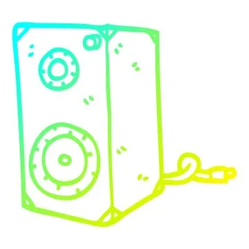 Cold gradient line drawing cartoon speaker box Stock Illustration