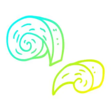 Cold gradient line drawing cartoon swirl decorative elements Stock Illustration