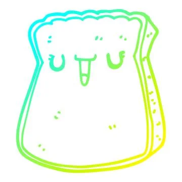 Cold gradient line drawing cartoon slice of bread Stock Illustration