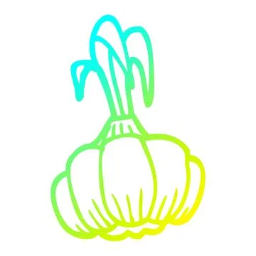 Cold gradient line drawing cartoon sprouting garlic Stock-Illustration