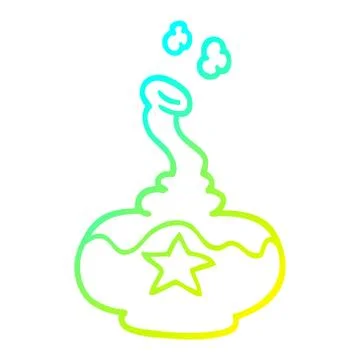 Cold gradient line drawing cartoon potion Ilustração Stock