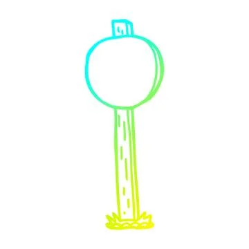Cold gradient line drawing cartoon sign post Stock Illustration