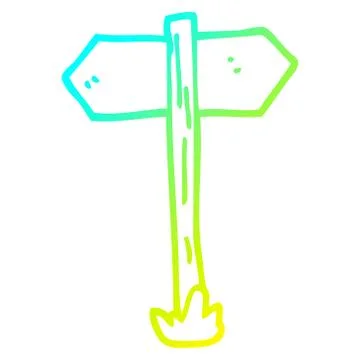 Cold gradient line drawing cartoon sign posts Stock Illustration