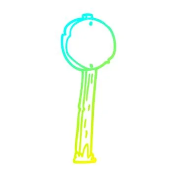 Cold gradient line drawing cartoon sign post Stock Illustration