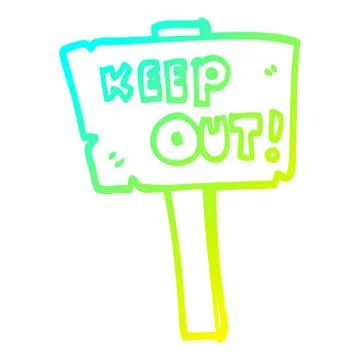 Cold gradient line drawing cartoon sign post Stock Illustration