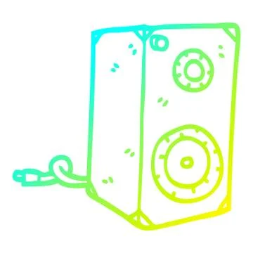 Cold gradient line drawing cartoon retro speaker Stock Illustration