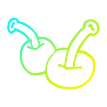 Cold gradient line drawing cartoon cherry Stock Illustration