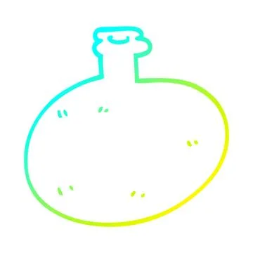 Cold gradient line drawing cartoon glass bottle Stock Illustration