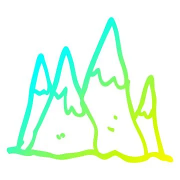 Cold gradient line drawing cartoon mountain range Stock Illustration