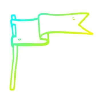 Cold gradient line drawing cartoon flag waving in wind 库存插图