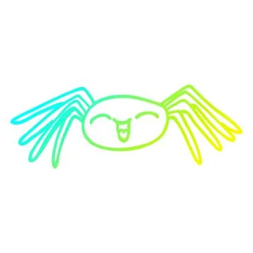 Cold gradient line drawing cartoon happy spider Illustrazione stock