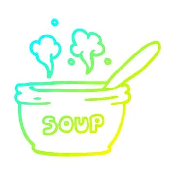 Cold gradient line drawing cartoon of hot soup Stock Illustration