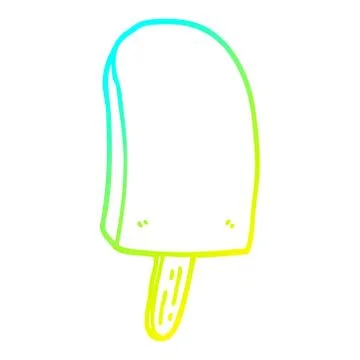 Cold gradient line drawing cartoon ice lolly Stock Illustration