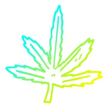 Cold gradient line drawing cartoon marijuana leaf 스톡 일러스트