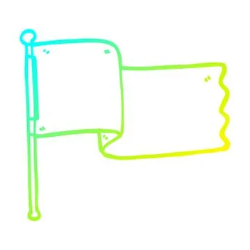 Cold gradient line drawing cartoon white flag waving Ilustração Stock