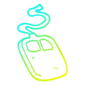 Cold gradient line drawing cartoon old computer mouse 스톡 일러스트