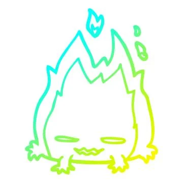 Cold gradient line drawing cartoon fire demon Stock-Illustration