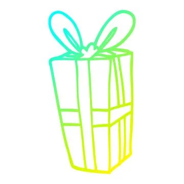 Cold gradient line drawing cartoon christmas present Ilustración de archivo