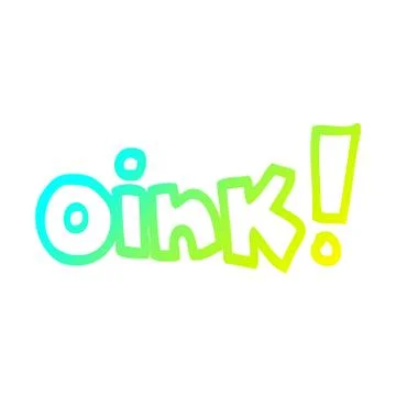 Cold gradient line drawing cartoon word oink Stock Illustration
