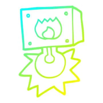 Cold gradient line drawing cartoon flashing fire warning light Stock Illustration