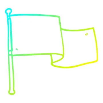 Cold gradient line drawing cartoon white flag waving Ilustração Stock