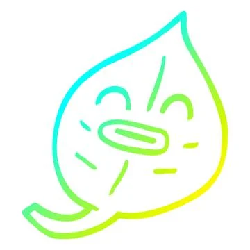 Cold gradient line drawing cartoon leaf Stock Illustration