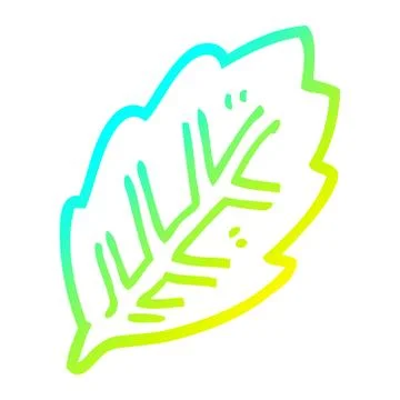 Cold gradient line drawing cartoon tree leaf Stock Illustration
