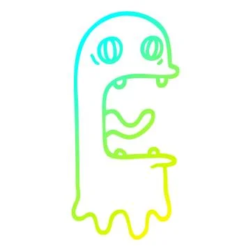 Cold gradient line drawing cartoon spooky ghost Ilustración de archivo