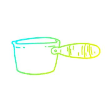 Cold gradient line drawing cartoon cooking pan Stock Illustration