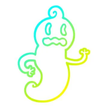 Cold gradient line drawing cartoon spooky ghost Ilustración de archivo
