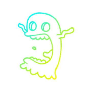 Cold gradient line drawing cartoon spooky ghost Ilustración de archivo