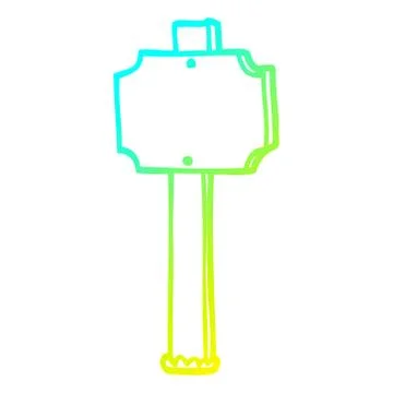 Cold gradient line drawing cartoon sign post Stock Illustration