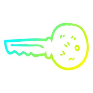 Cold gradient line drawing cartoon gold key Stockillustratie