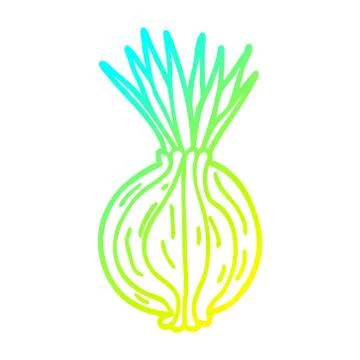 Cold gradient line drawing cartoon sprouting onion Stock-Illustration