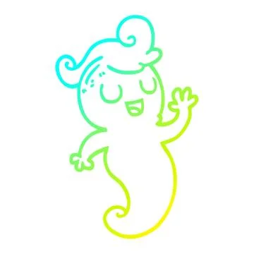 Cold gradient line drawing cartoon ghost Ilustración de archivo