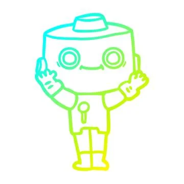 Cold gradient line drawing cartoon robot 스톡 일러스트